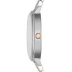 Emporio Armani Kappa AR11113 32mm Women's Quartz Watch – Silver Crystal-Set Floral & Two-Tone Silver and Rose Gold Stainless Steel Bracelet