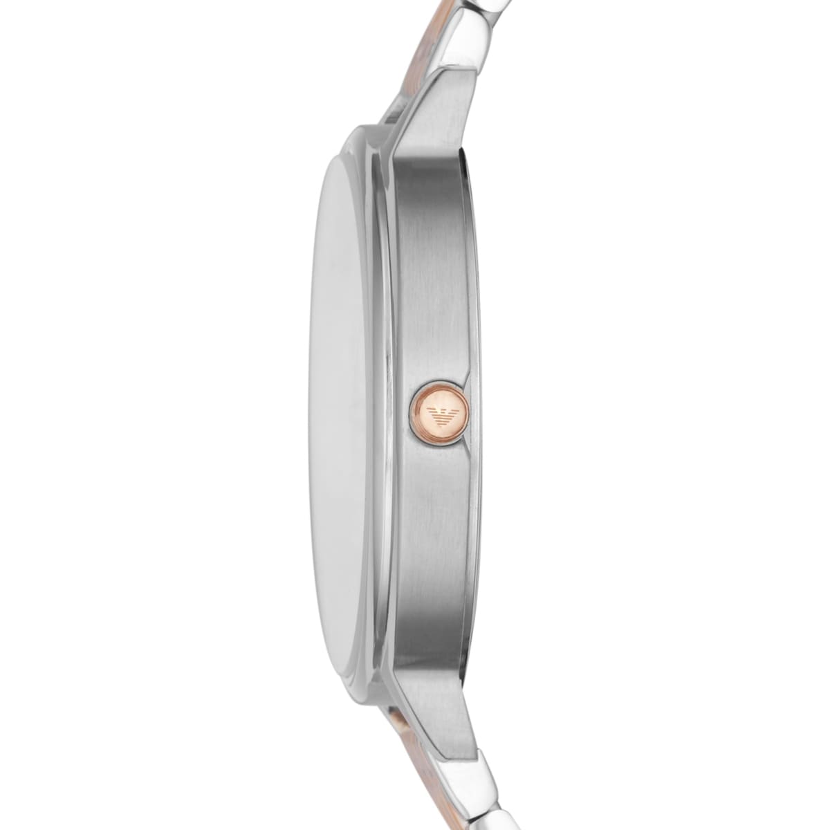 Emporio Armani Kappa AR11113 32mm Women's Quartz Watch – Silver Crystal-Set Floral & Two-Tone Silver and Rose Gold Stainless Steel Bracelet
