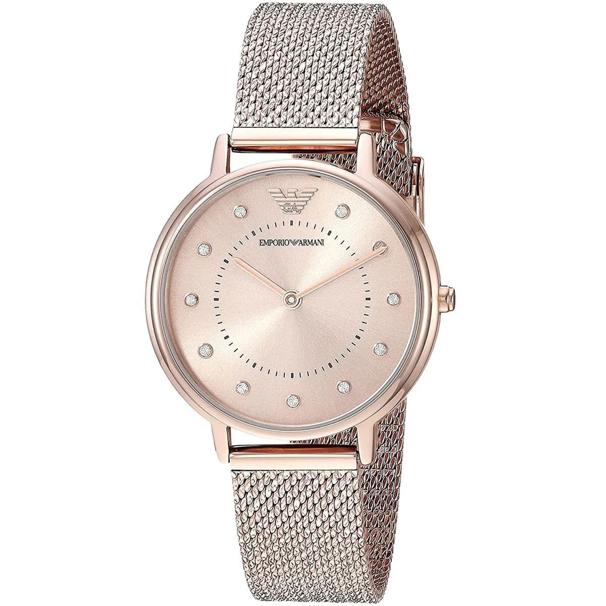 Emporio Armani Kappa AR11129 32mm Women's Quartz Watch – Gold Crystal-Set Sunray & Gold Stainless Steel Mesh Bracelet