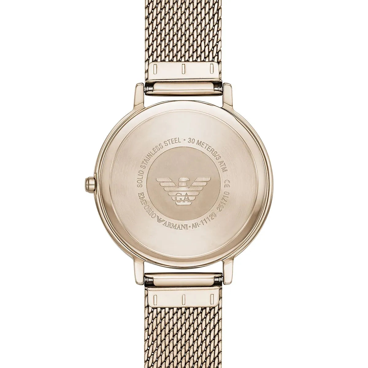 Emporio Armani Kappa AR11129 32mm Women's Quartz Watch – Gold Crystal-Set Sunray & Gold Stainless Steel Mesh Bracelet