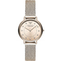 Emporio Armani Kappa AR11129 32mm Women's Quartz Watch – Gold Crystal-Set Sunray & Gold Stainless Steel Mesh Bracelet