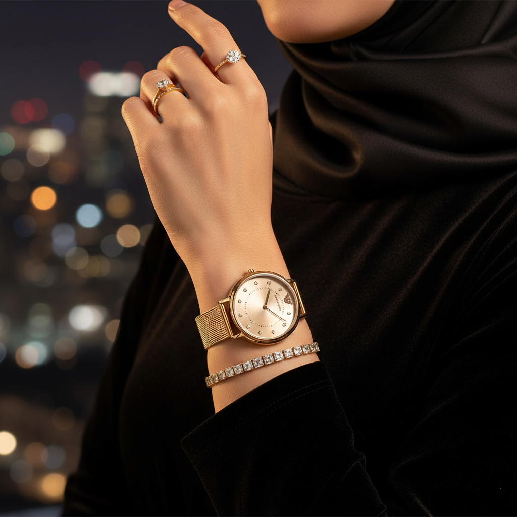 Emporio Armani Kappa AR11129 32mm Women's Quartz Watch – Gold Crystal-Set Sunray & Gold Stainless Steel Mesh Bracelet