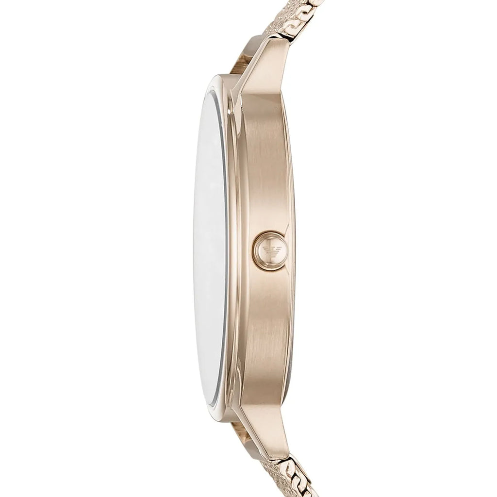 Emporio Armani Kappa AR11129 32mm Women's Quartz Watch – Gold Crystal-Set Sunray & Gold Stainless Steel Mesh Bracelet