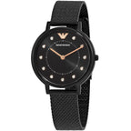 Emporio Armani Kappa AR11252 32mm Women's Quartz Watch – Black Crystal-Set Sunray & Black Stainless Steel Mesh Bracelet