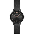 Emporio Armani Kappa AR11252 32mm Women's Quartz Watch – Black Crystal-Set Sunray & Black Stainless Steel Mesh Bracelet