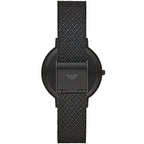 Emporio Armani Kappa AR11252 32mm Women's Quartz Watch – Black Crystal-Set Sunray & Black Stainless Steel Mesh Bracelet