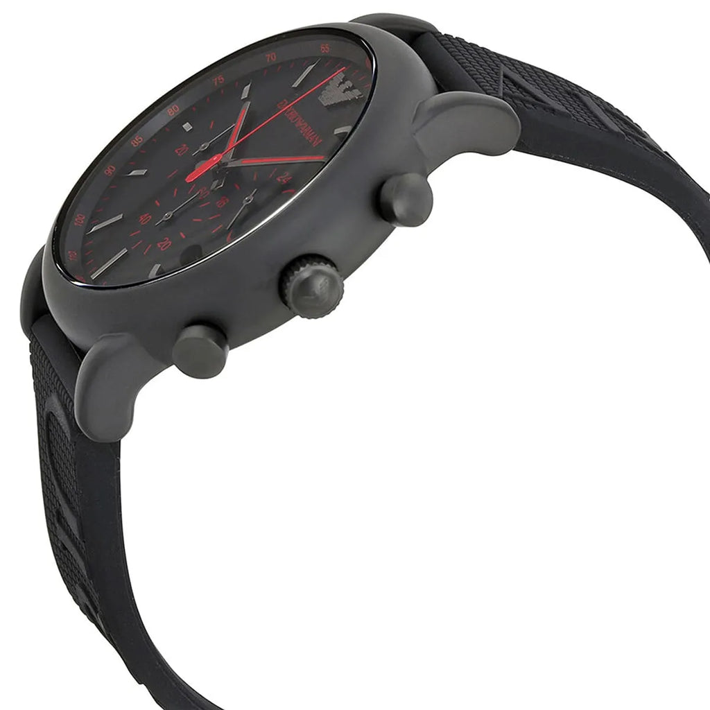 Emporio Armani Luigi AR11024 46mm Men's Chronograph Watch – Black & Black Silicone Strap