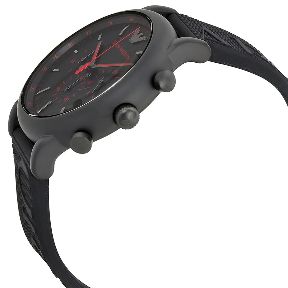 Emporio Armani Luigi AR11024 46mm Men's Chronograph Watch – Black & Black Silicone Strap