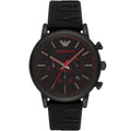 Emporio Armani Luigi AR11024 46mm Men's Chronograph Watch – Black & Black Silicone Strap