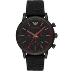 Emporio Armani Luigi AR11024 46mm Men's Chronograph Watch – Black & Black Silicone Strap