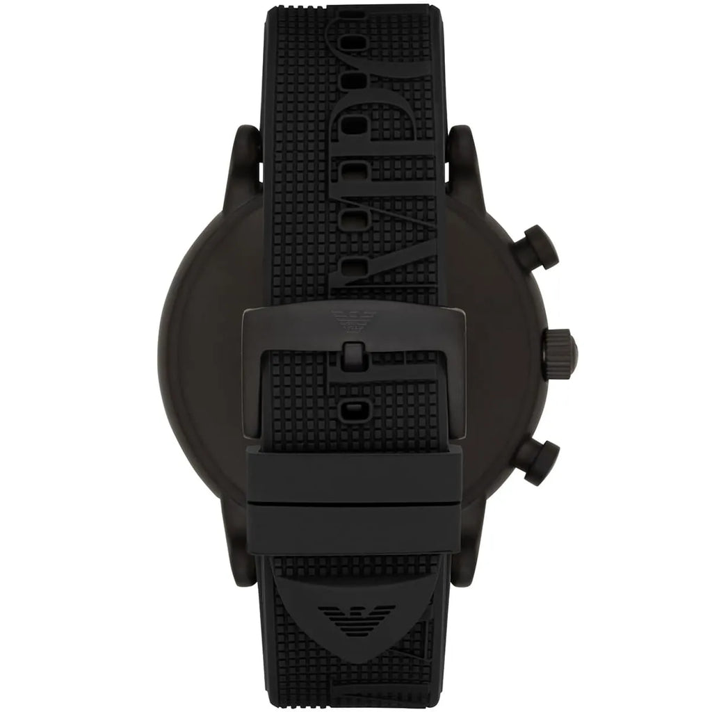 Emporio Armani Luigi AR11024 46mm Men's Chronograph Watch – Black & Black Silicone Strap