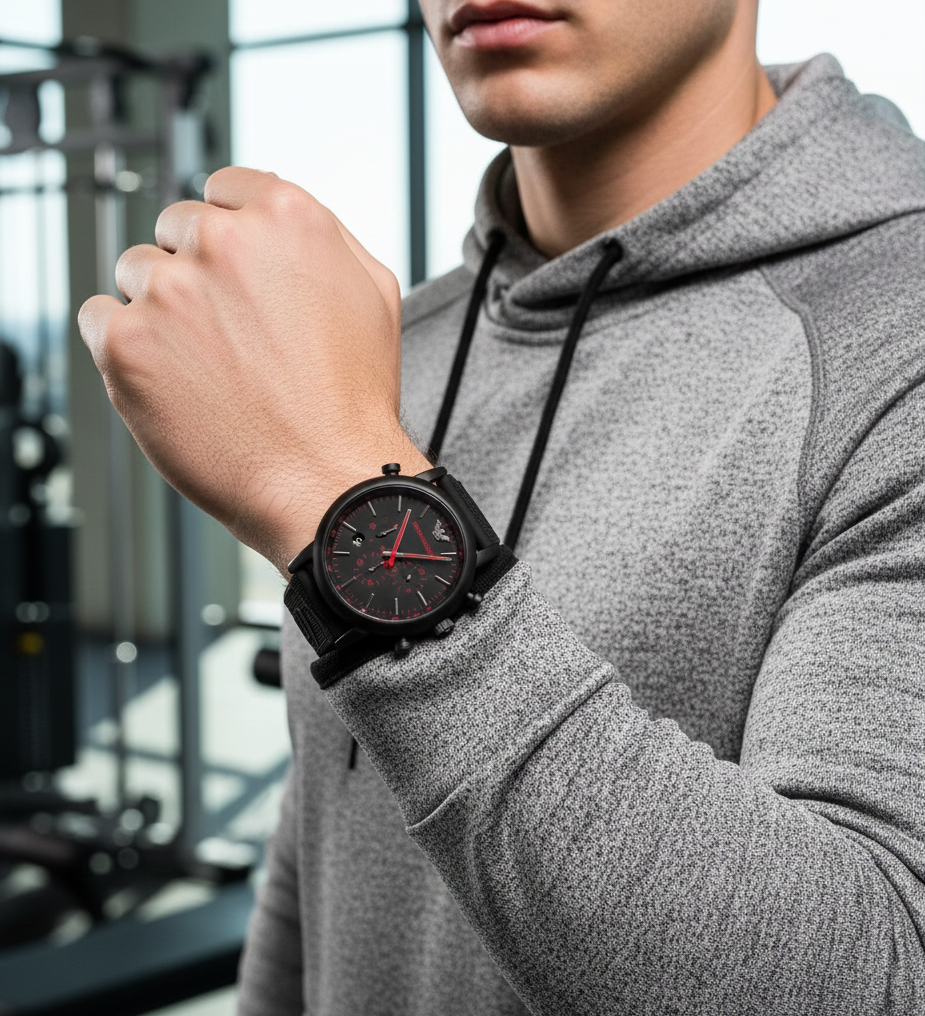 Emporio Armani Luigi AR11024 46mm Men's Chronograph Watch – Black & Black Silicone Strap