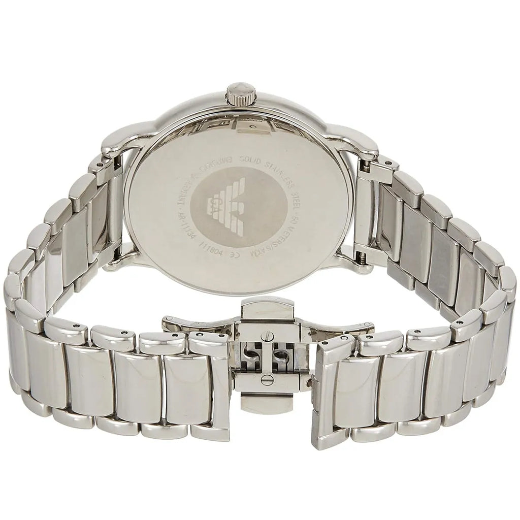 Emporio Armani Luigi AR11134 43mm Men's Chronograph Watch – Black Textured & Silver-Tone Stainless Steel Bracelet