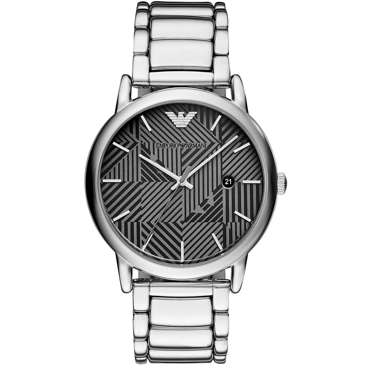 Emporio Armani Luigi AR11134 43mm Men's Chronograph Watch – Black Textured & Silver-Tone Stainless Steel Bracelet
