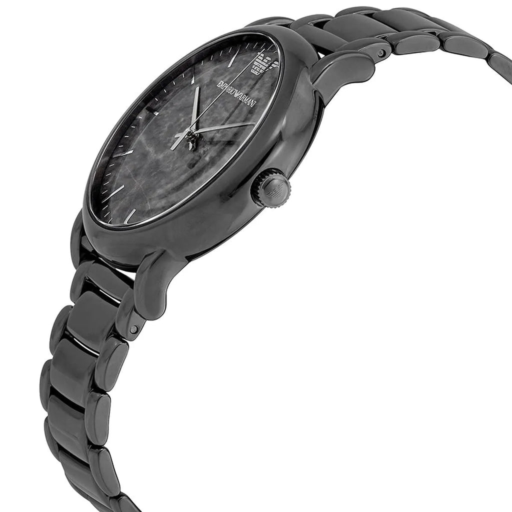 Emporio Armani Luigi AR11155 43mm Men's Quartz Watch – Gunmetal Textured & Gunmetal Stainless Steel Bracelet