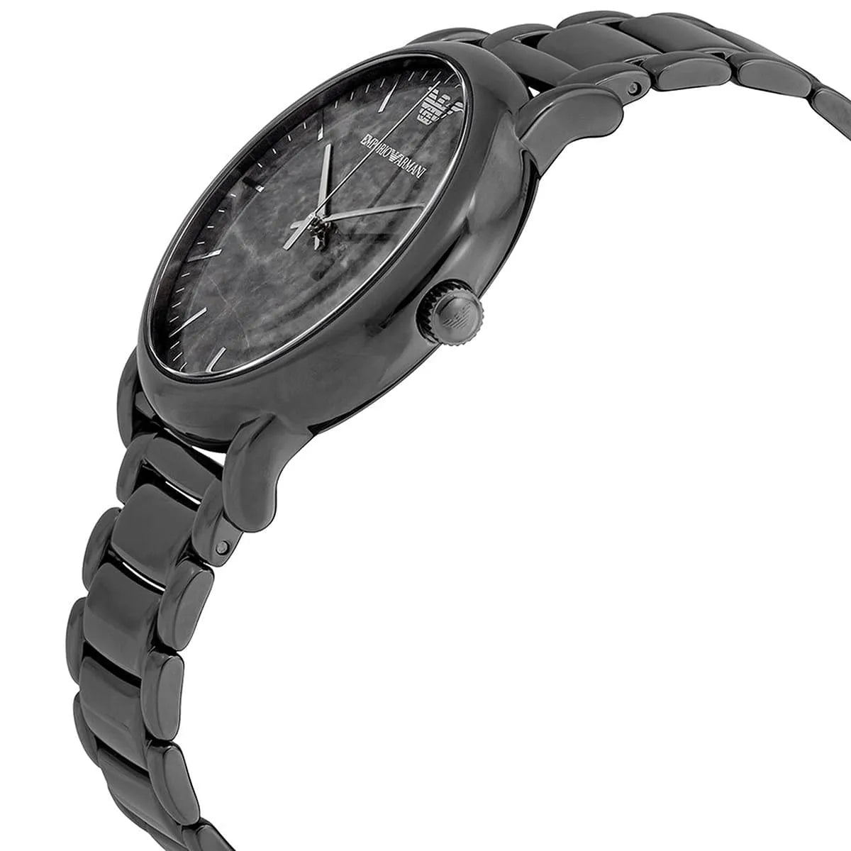 Emporio Armani Luigi AR11155 43mm Men's Quartz Watch – Gunmetal Textured & Gunmetal Stainless Steel Bracelet