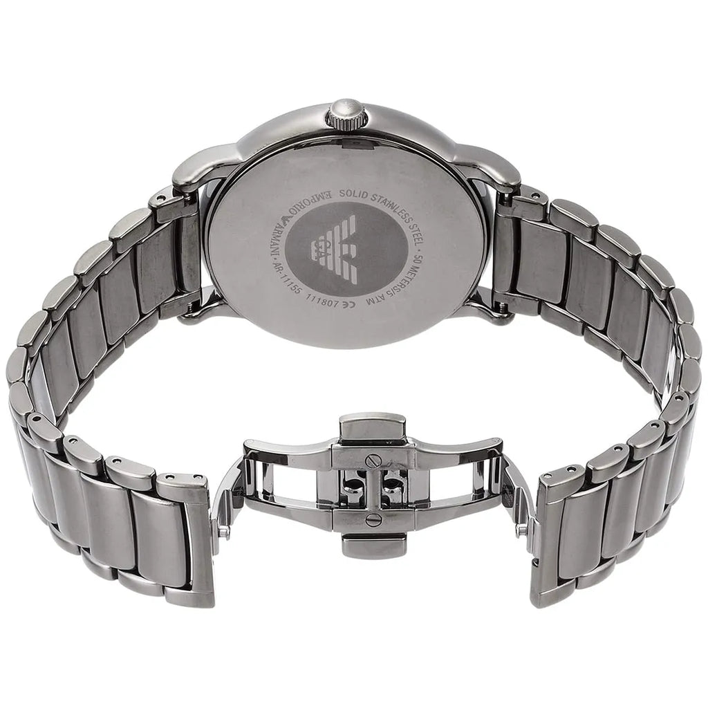 Emporio Armani Luigi AR11155 43mm Men's Quartz Watch – Gunmetal Textured & Gunmetal Stainless Steel Bracelet