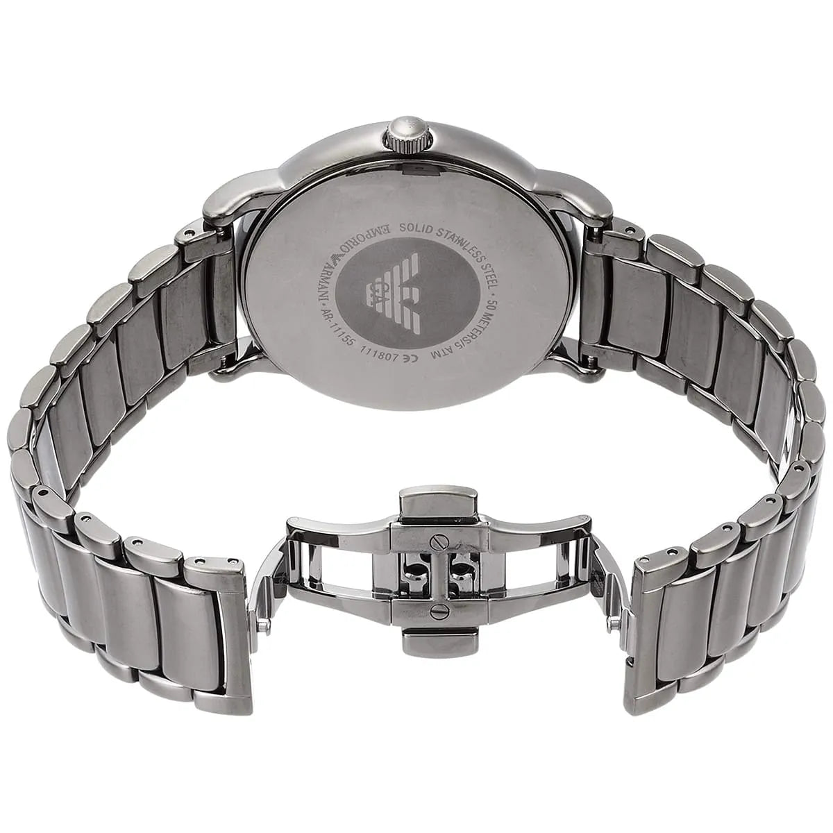 Emporio Armani Luigi AR11155 43mm Men's Quartz Watch – Gunmetal Textured & Gunmetal Stainless Steel Bracelet