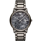 Emporio Armani Luigi AR11155 43mm Men's Quartz Watch – Gunmetal Textured & Gunmetal Stainless Steel Bracelet