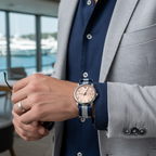 Emporio Armani Luigi AR11212 Men's Quartz Watch – Peach Sunray & Navy Blue Textile Strap