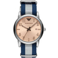 Emporio Armani Luigi AR11212 Men's Quartz Watch – Peach Sunray & Navy Blue Textile Strap