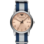 Emporio Armani Luigi AR11212 Men's Quartz Watch – Peach Sunray & Navy Blue Textile Strap