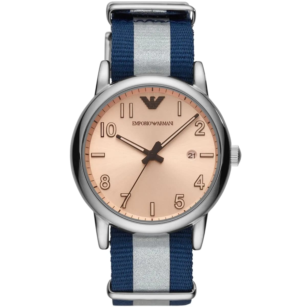 Emporio Armani Luigi AR11212 Men's Quartz Watch – Peach Sunray & Navy Blue Textile Strap