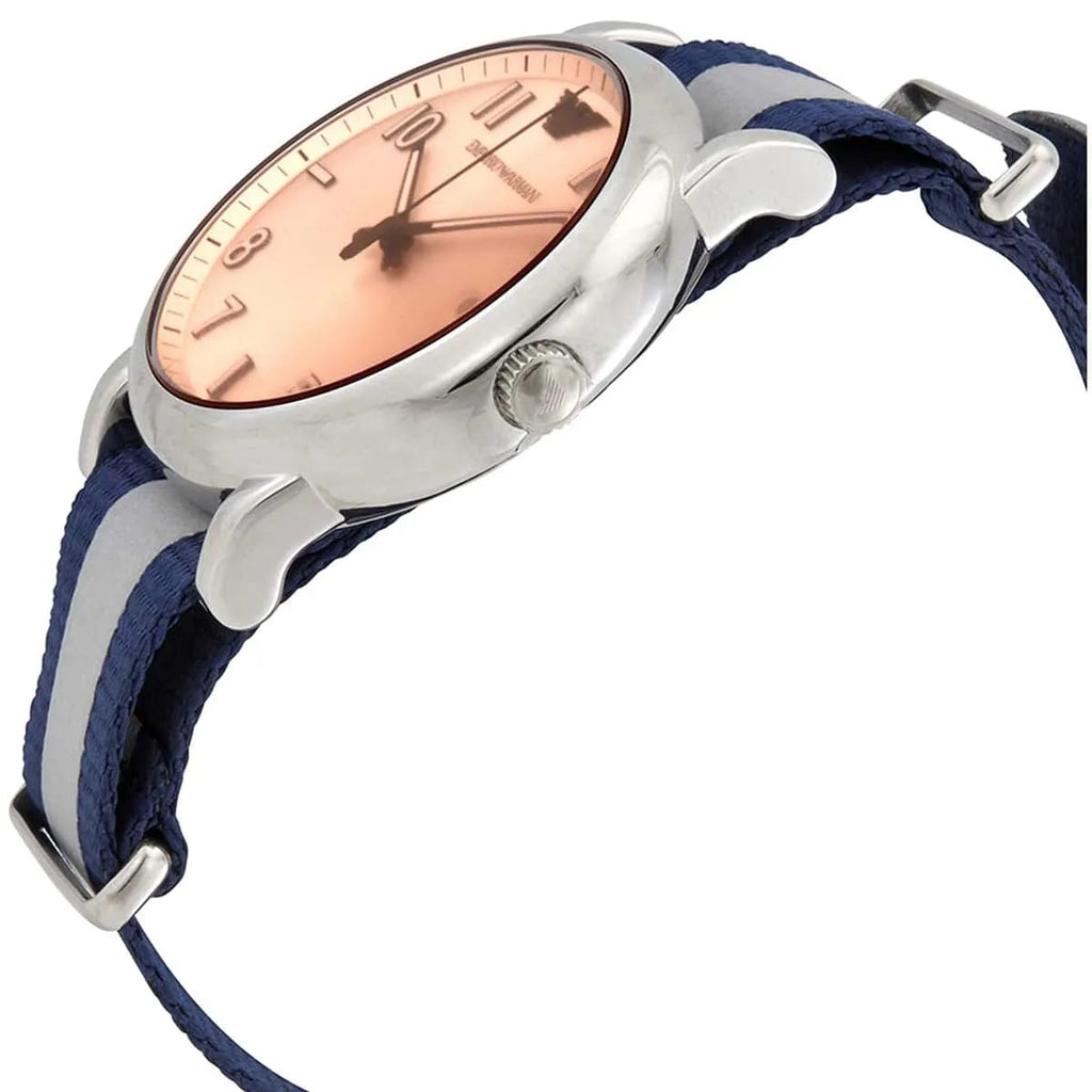 Emporio Armani Luigi AR11212 Men's Quartz Watch – Peach Sunray & Navy Blue Textile Strap
