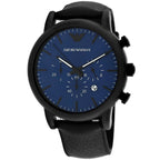 Emporio Armani Luigi AR11351 Men's Chronograph Watch – Blue Sunray & Black Genuine Leather Strap