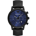 Emporio Armani Luigi AR11351 Men's Chronograph Watch – Blue Sunray & Black Genuine Leather Strap