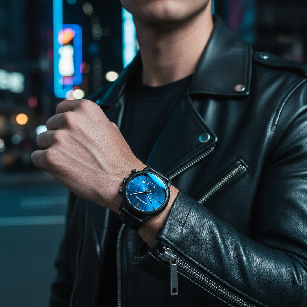 Emporio Armani Luigi AR11351 Men's Chronograph Watch – Blue Sunray & Black Genuine Leather Strap