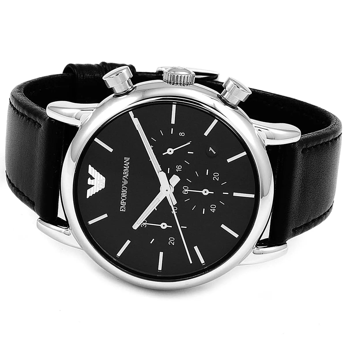 Emporio Armani Luigi AR1733 Men's Chronograph Watch – Black & Black Genuine Leather Strap