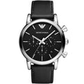 Emporio Armani Luigi AR1733 Men's Chronograph Watch – Black & Black Genuine Leather Strap