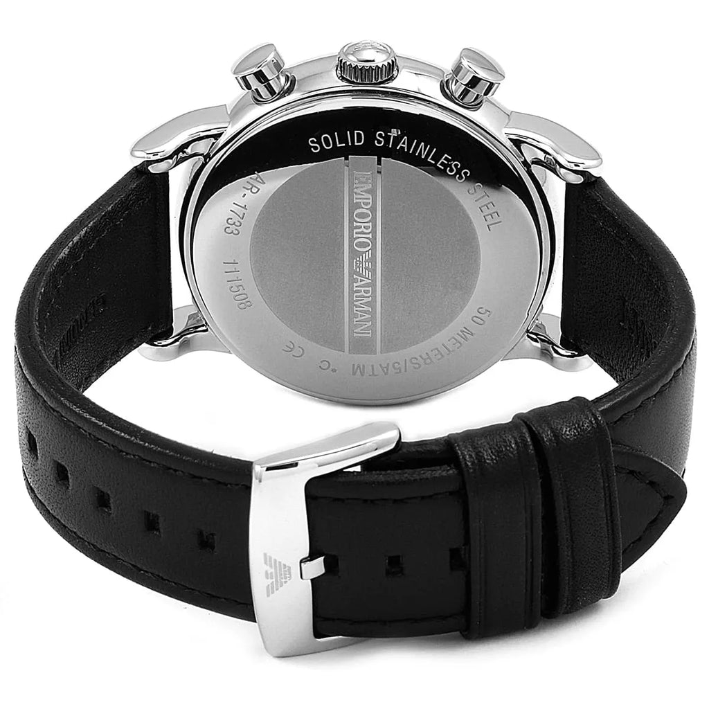 Emporio Armani Luigi AR1733 Men's Chronograph Watch – Black & Black Genuine Leather Strap
