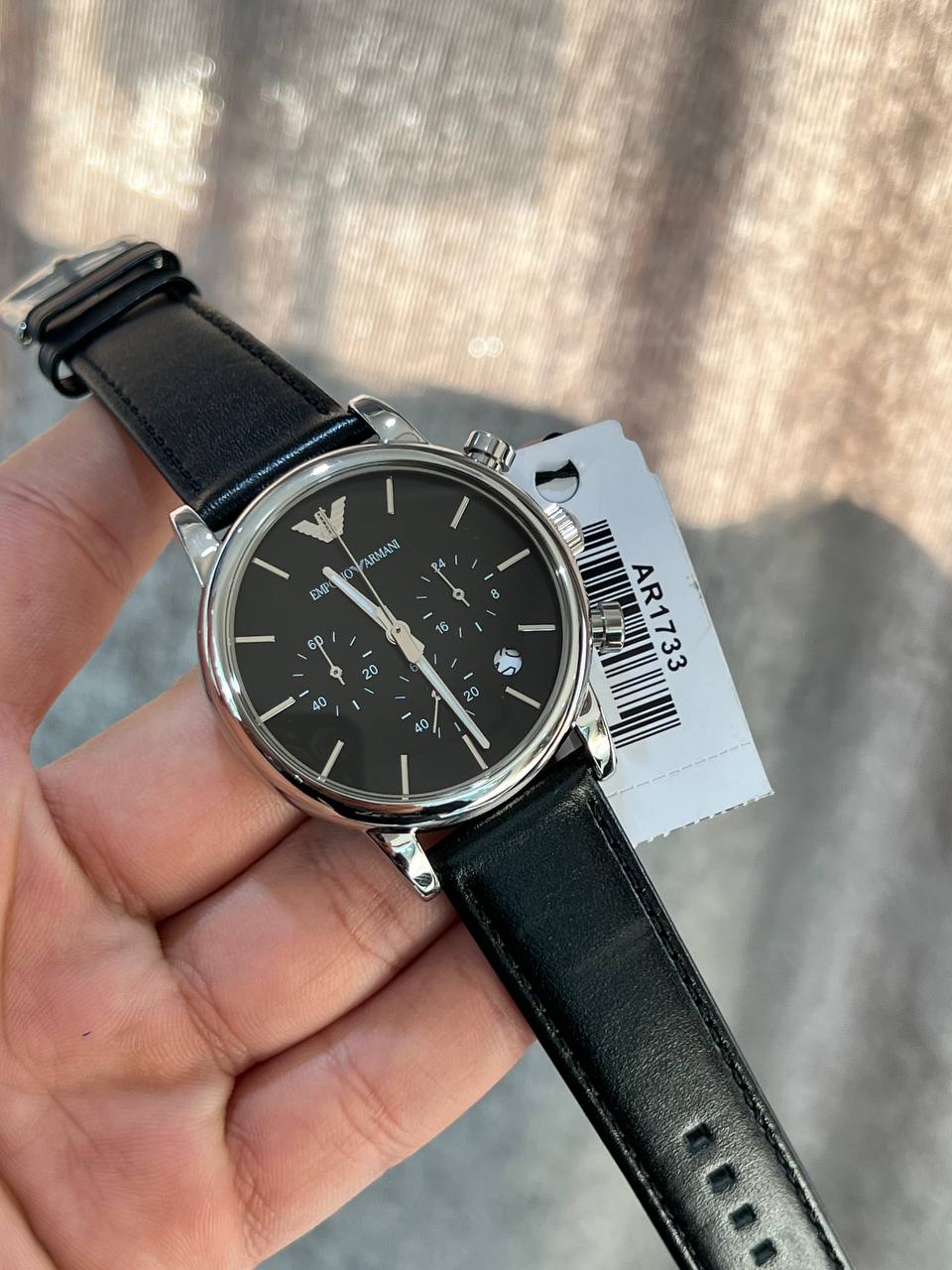 Emporio Armani Luigi AR1733 Men's Chronograph Watch – Black & Black Genuine Leather Strap