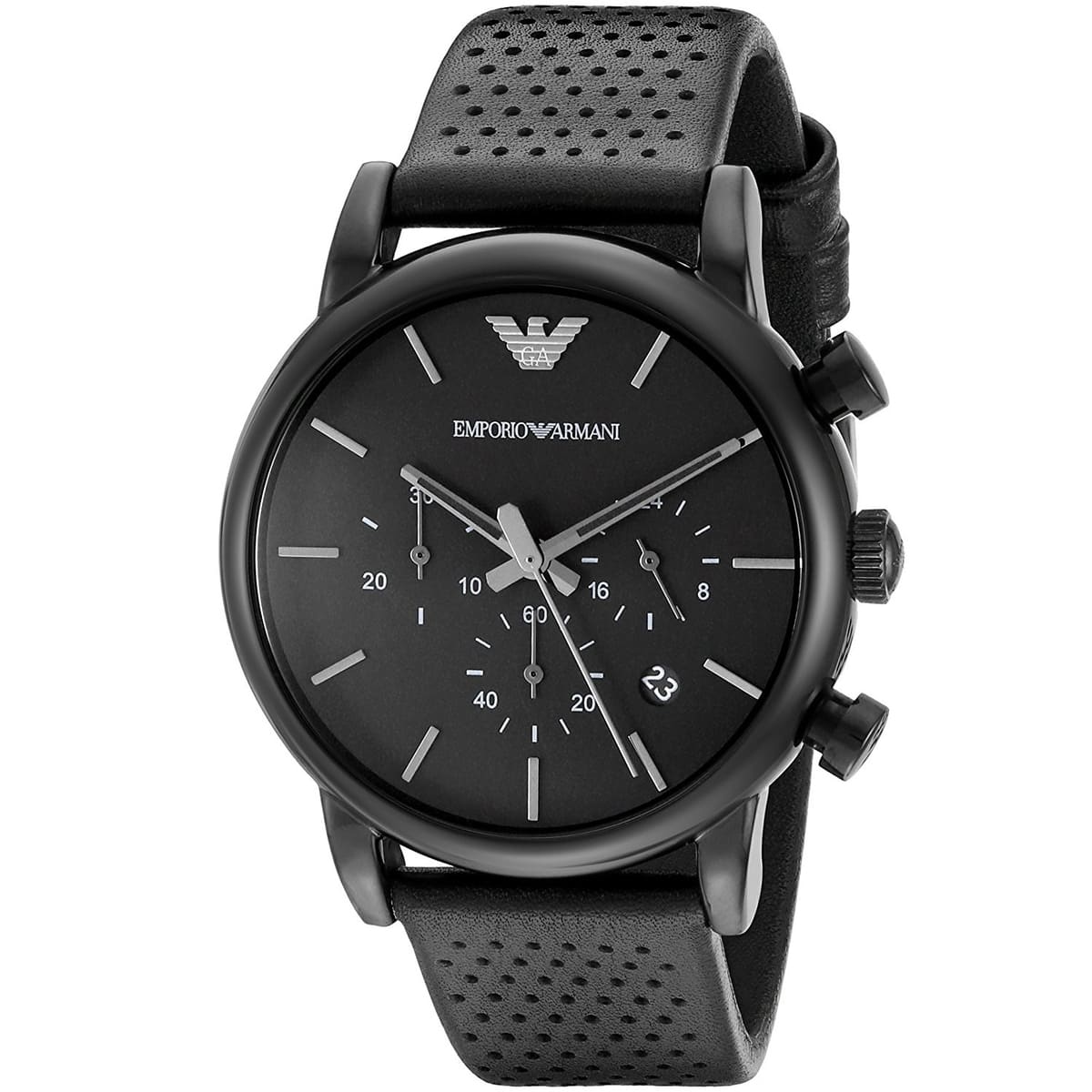 Emporio Armani Luigi AR1737 Men's Chronograph Watch – Black & Black Genuine Leather Strap