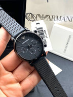 Emporio Armani Luigi AR1737 Men's Chronograph Watch – Black & Black Genuine Leather Strap