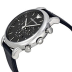 Emporio Armani Luigi AR1828 46mm Men's Chronograph Watch – Black & Black Genuine Leather Strap