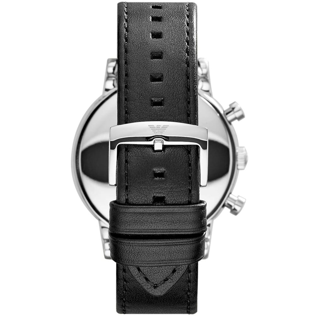 Emporio Armani Luigi AR1828 46mm Men's Chronograph Watch – Black & Black Genuine Leather Strap