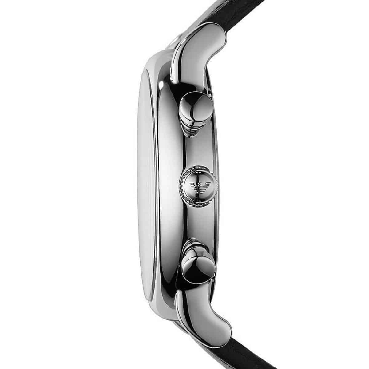 Emporio Armani Luigi AR1828 46mm Men's Chronograph Watch – Black & Black Genuine Leather Strap
