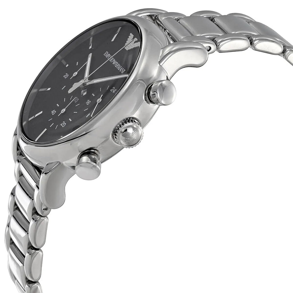 Emporio Armani Luigi AR1853 41mm Men's Chronograph Watch – Black & Silver-Tone Stainless Steel Bracelet