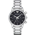 Emporio Armani Luigi AR1853 41mm Men's Chronograph Watch – Black & Silver-Tone Stainless Steel Bracelet