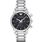 Emporio Armani Luigi AR1853 41mm Men's Chronograph Watch – Black & Silver-Tone Stainless Steel Bracelet