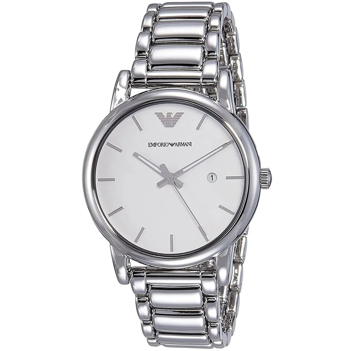Emporio Armani Luigi AR1854 41mm Men's Quartz Watch – White & Silver-Tone Stainless Steel Bracelet