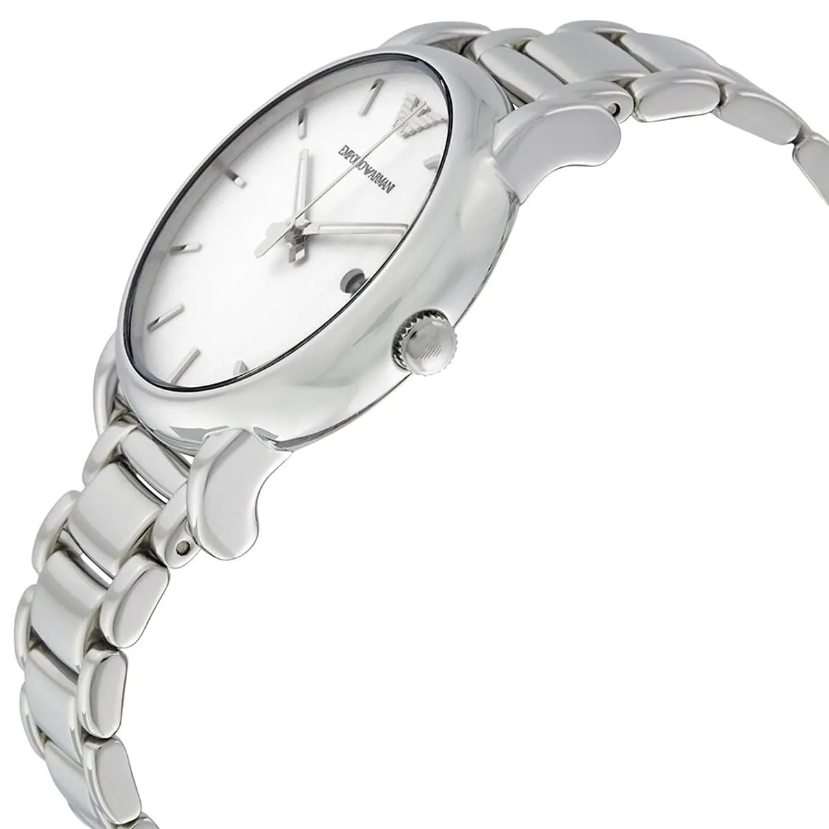 Emporio Armani Luigi AR1854 41mm Men's Quartz Watch – White & Silver-Tone Stainless Steel Bracelet