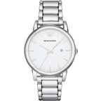 Emporio Armani Luigi AR1854 41mm Men's Quartz Watch – White & Silver-Tone Stainless Steel Bracelet