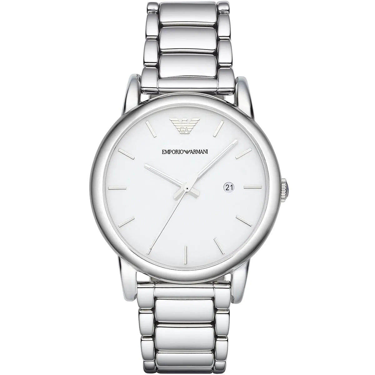 Emporio Armani Luigi AR1854 41mm Men's Quartz Watch – White & Silver-Tone Stainless Steel Bracelet