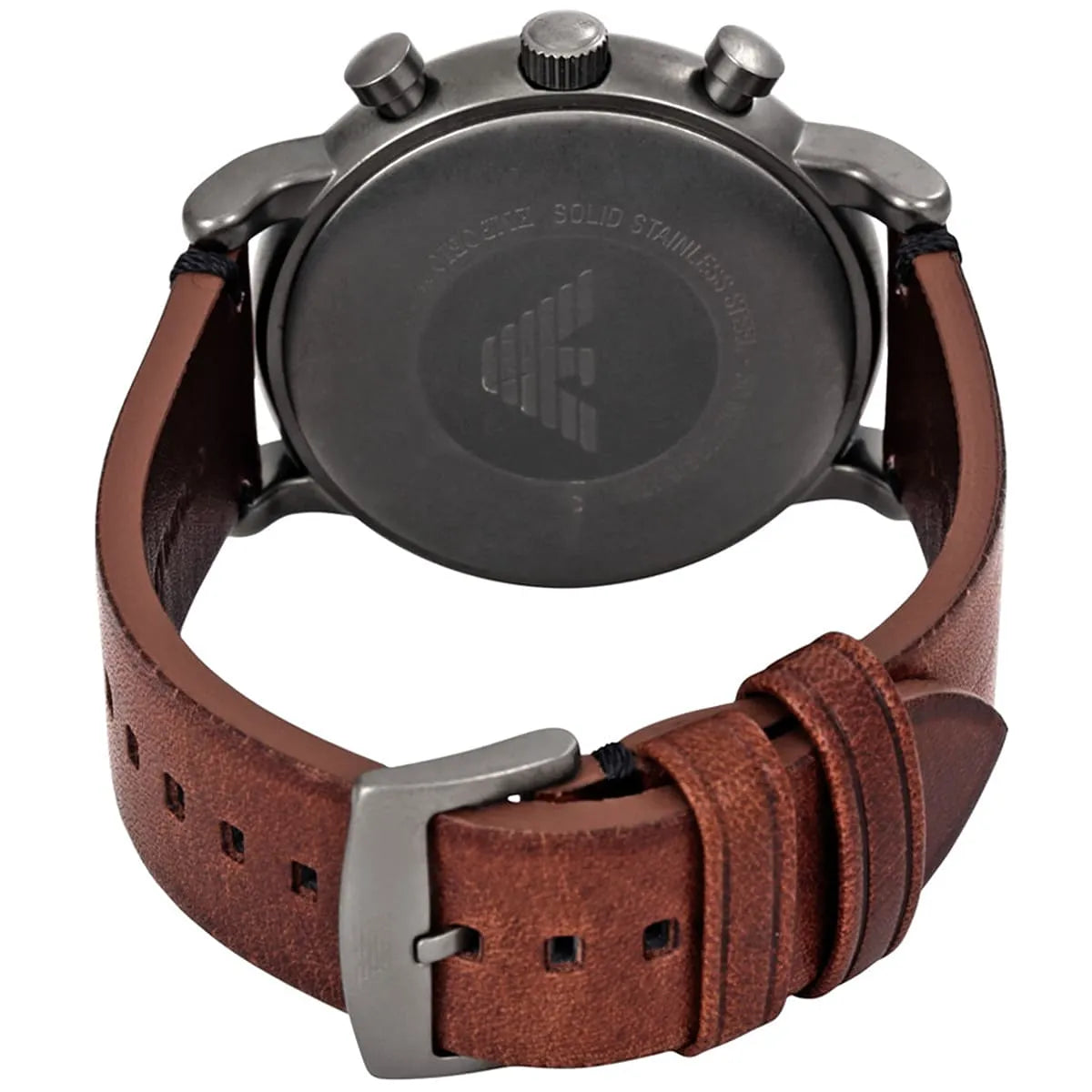 Emporio Armani Luigi AR1919 46mm Men's Chronograph Watch – Black & Gunmetal Genuine Leather Strap