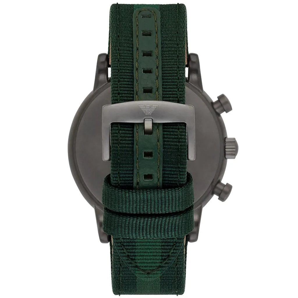Emporio Armani Luigi AR1950 46mm Men's Chronograph Watch – Green & Green Genuine Leather Strap