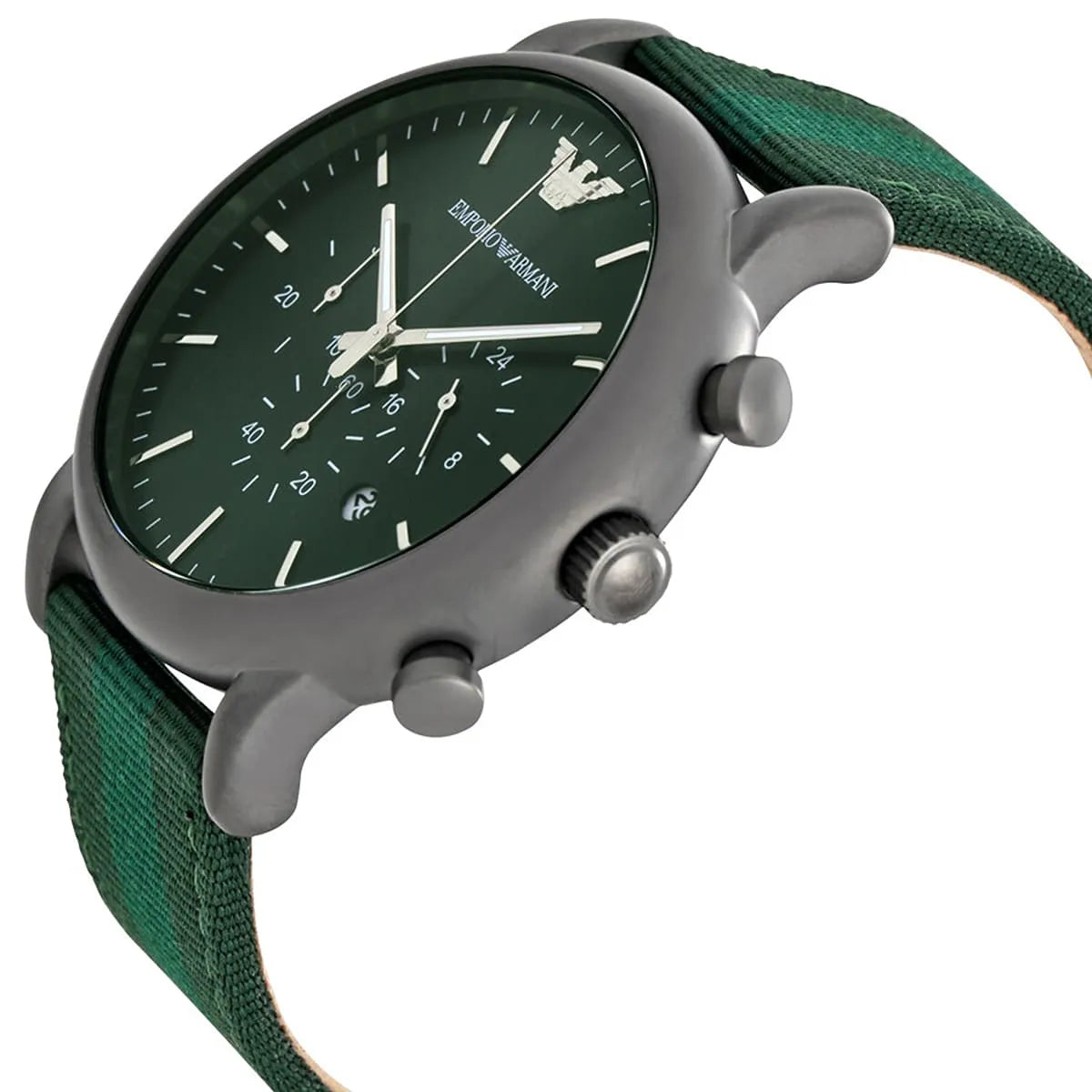 Emporio Armani Luigi AR1950 46mm Men's Chronograph Watch – Green & Green Genuine Leather Strap
